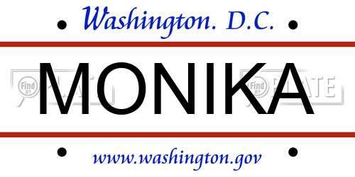 MONIKA District Of Columbia License Plate