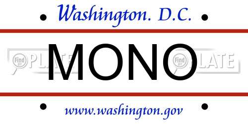 MONO District Of Columbia License Plate