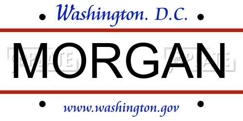 MORGAN District Of Columbia License Plate
