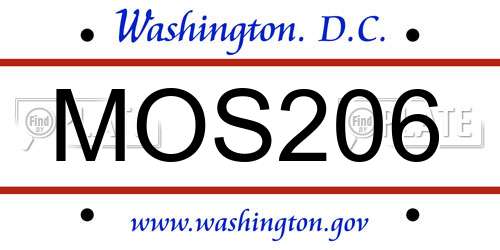 MOS206 District Of Columbia License Plate