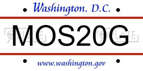 MOS20G District Of Columbia License Plate