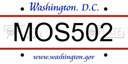 MOS502 District Of Columbia License Plate