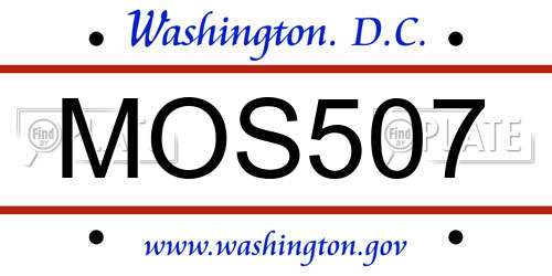 MOS507 District Of Columbia License Plate