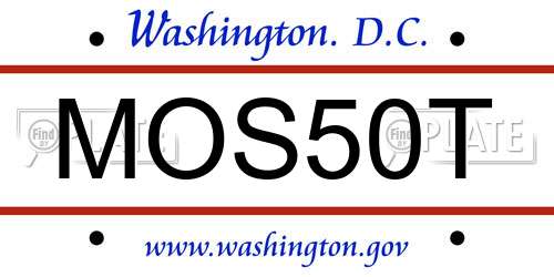 MOS50T District Of Columbia License Plate