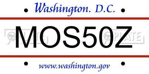 MOS50Z District Of Columbia License Plate