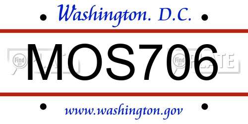 MOS706 District Of Columbia License Plate