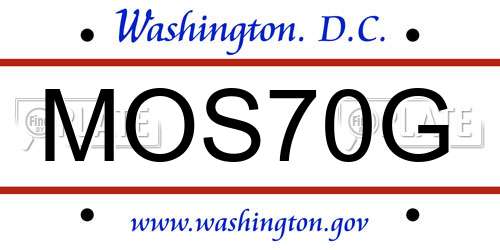 MOS70G District Of Columbia License Plate