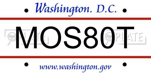 MOS80T District Of Columbia License Plate