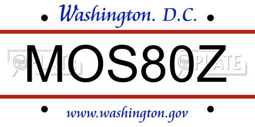 MOS80Z District Of Columbia License Plate