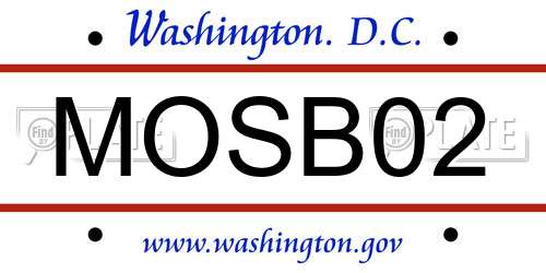 MOSB02 District Of Columbia License Plate