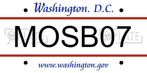 MOSB07 District Of Columbia License Plate