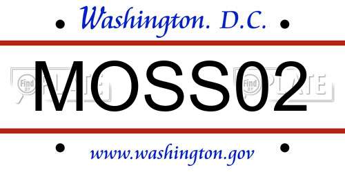 MOSS02 District Of Columbia License Plate