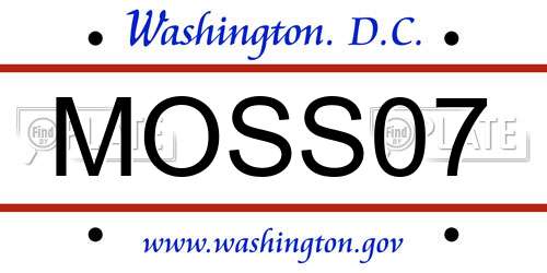 MOSS07 District Of Columbia License Plate