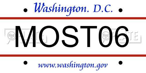 MOST06 District Of Columbia License Plate