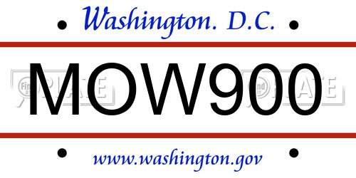 MOW900 District Of Columbia License Plate