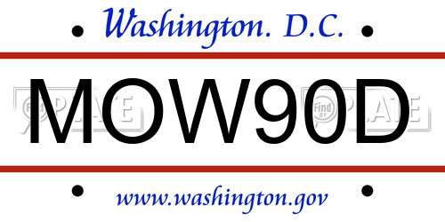MOW90D District Of Columbia License Plate