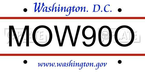 MOW90O District Of Columbia License Plate