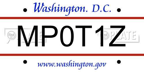 MP0T1Z District Of Columbia License Plate