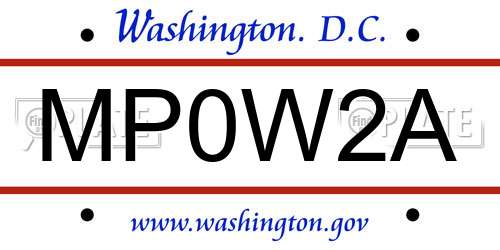 MP0W2A District Of Columbia License Plate