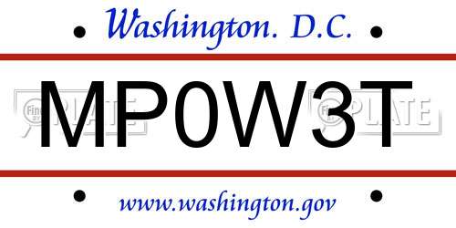 MP0W3T District Of Columbia License Plate