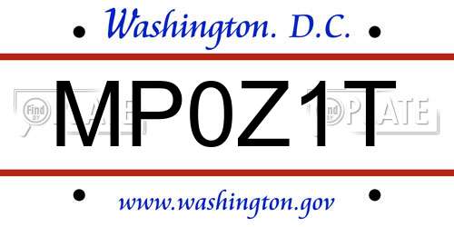 MP0Z1T District Of Columbia License Plate