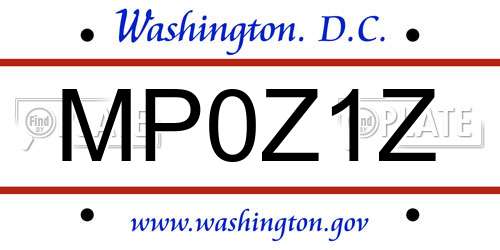 MP0Z1Z District Of Columbia License Plate