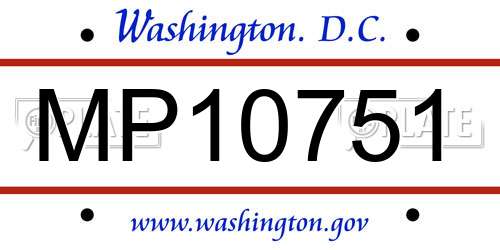 MP10751 District Of Columbia License Plate