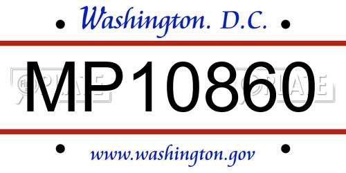 MP10860 District Of Columbia License Plate