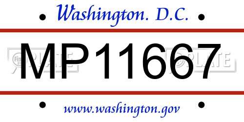 MP11667 District Of Columbia License Plate