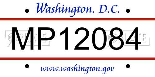 MP12084 District Of Columbia License Plate