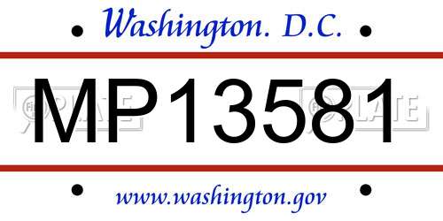 MP13581 District Of Columbia License Plate