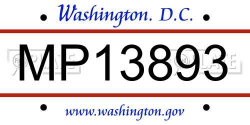 MP13893 District Of Columbia License Plate