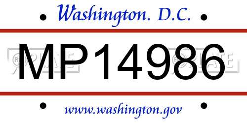 MP14986 District Of Columbia License Plate