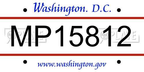 MP15812 District Of Columbia License Plate