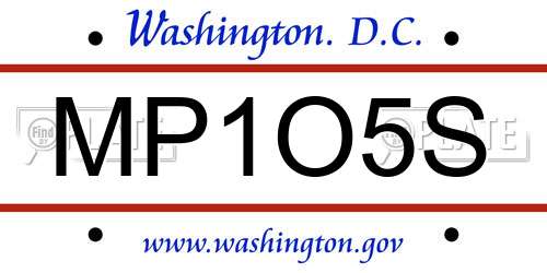 MP1O5S District Of Columbia License Plate