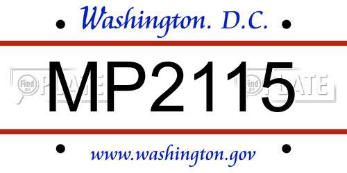 MP2115 District Of Columbia License Plate