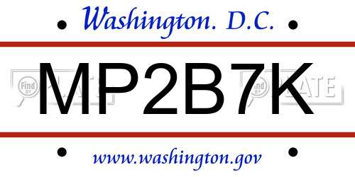 MP2B7K District Of Columbia License Plate