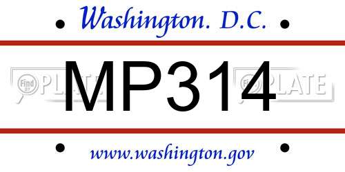 MP314 District Of Columbia License Plate