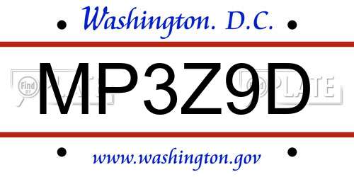 MP3Z9D District Of Columbia License Plate