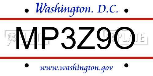 MP3Z9O District Of Columbia License Plate