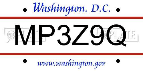 MP3Z9Q District Of Columbia License Plate