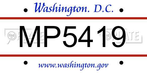 MP5419 District Of Columbia License Plate