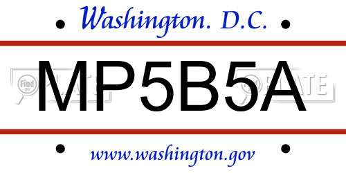 MP5B5A District Of Columbia License Plate
