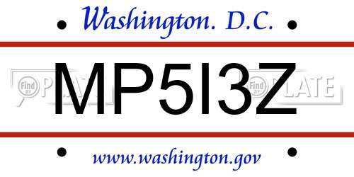 MP5I3Z District Of Columbia License Plate