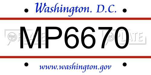 MP6670 District Of Columbia License Plate
