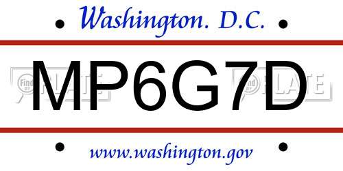MP6G7D District Of Columbia License Plate