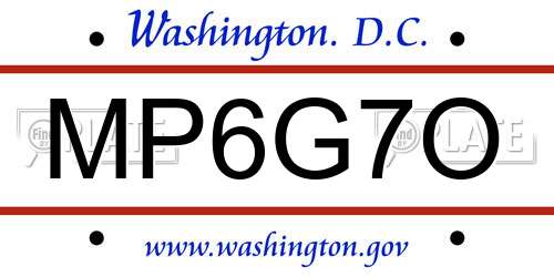 MP6G7O District Of Columbia License Plate