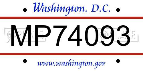 MP74093 District Of Columbia License Plate