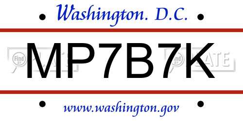 MP7B7K District Of Columbia License Plate