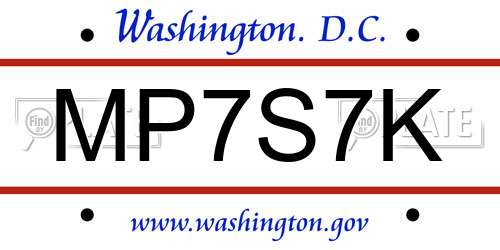 MP7S7K District Of Columbia License Plate